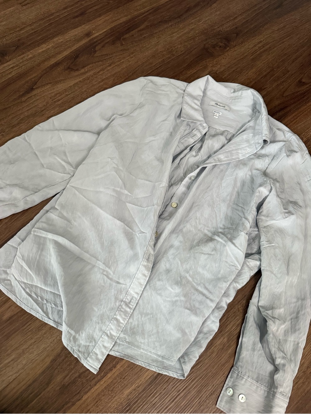 Madewell Pale Blue/Grey Women's Button-Down Silky Shirt